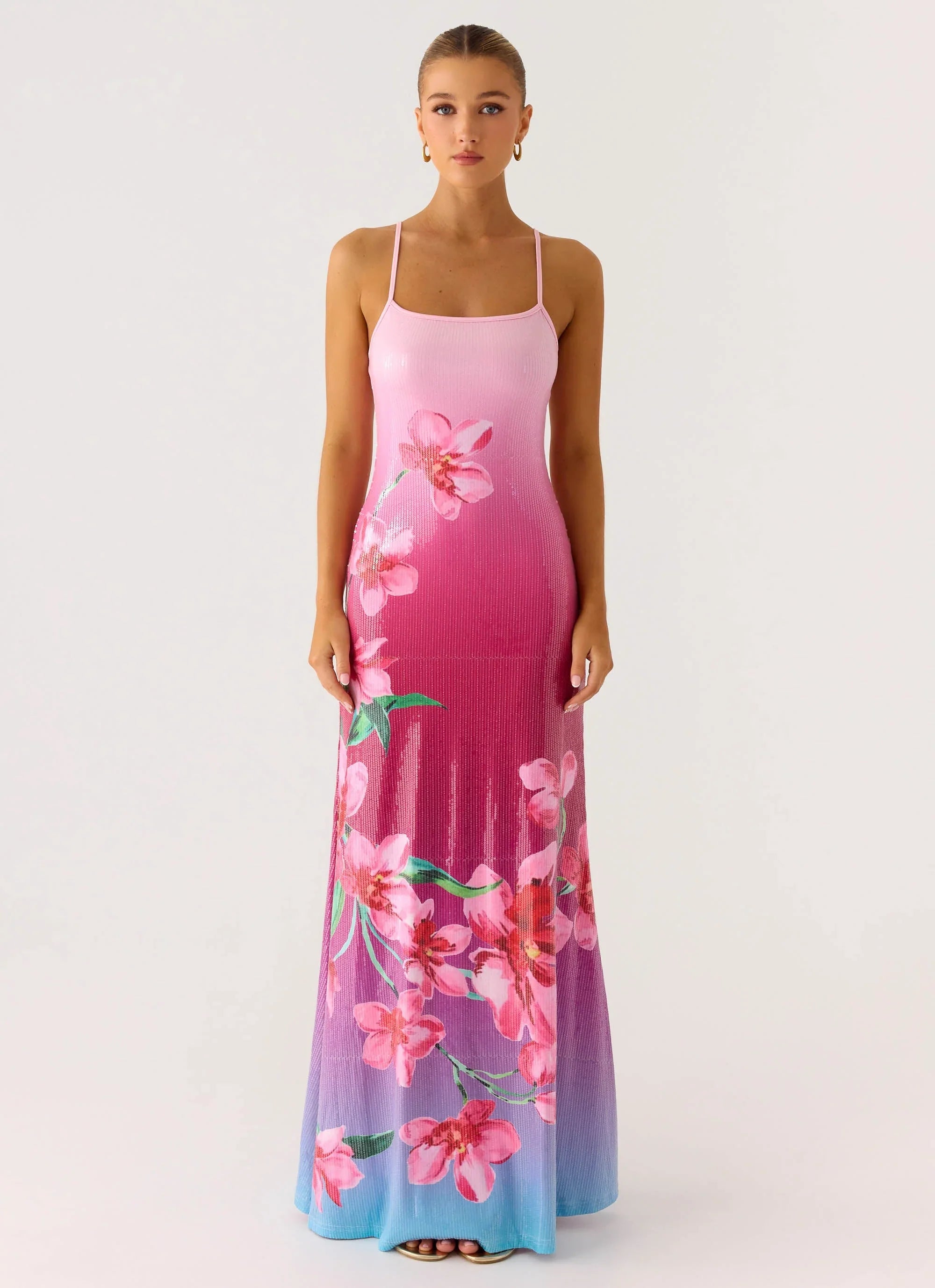 Ariaz Sequin Maxi Dress - Ombre Reef