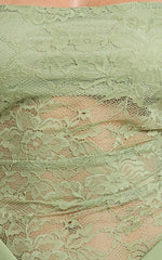 Rania Maxi Dress - Contrast Lace Bodice Bias Cowl Drop Waist Dress in Sage