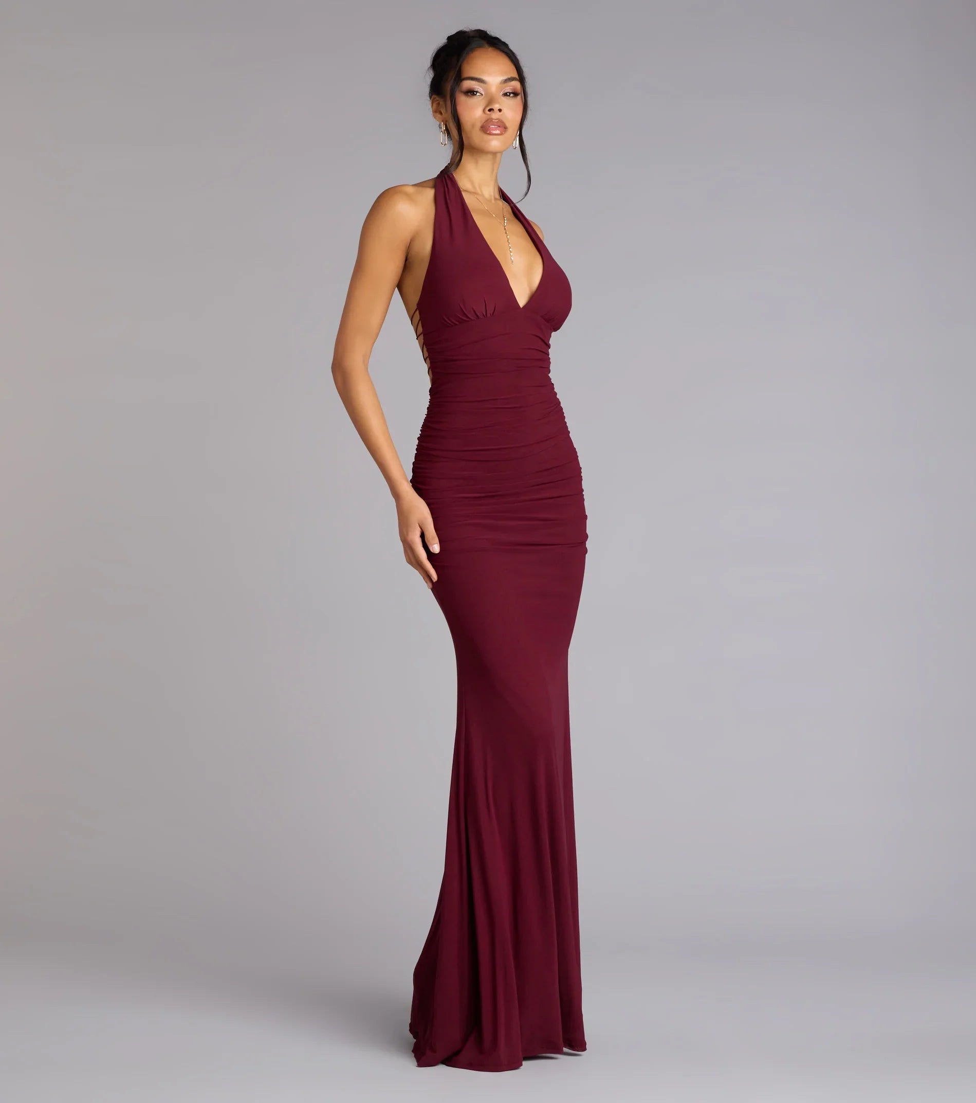 Juliana Mesh Strappy Back Formal Dress