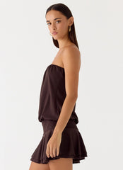 Noreen Strapless Mini Dress - Chocolate Torte