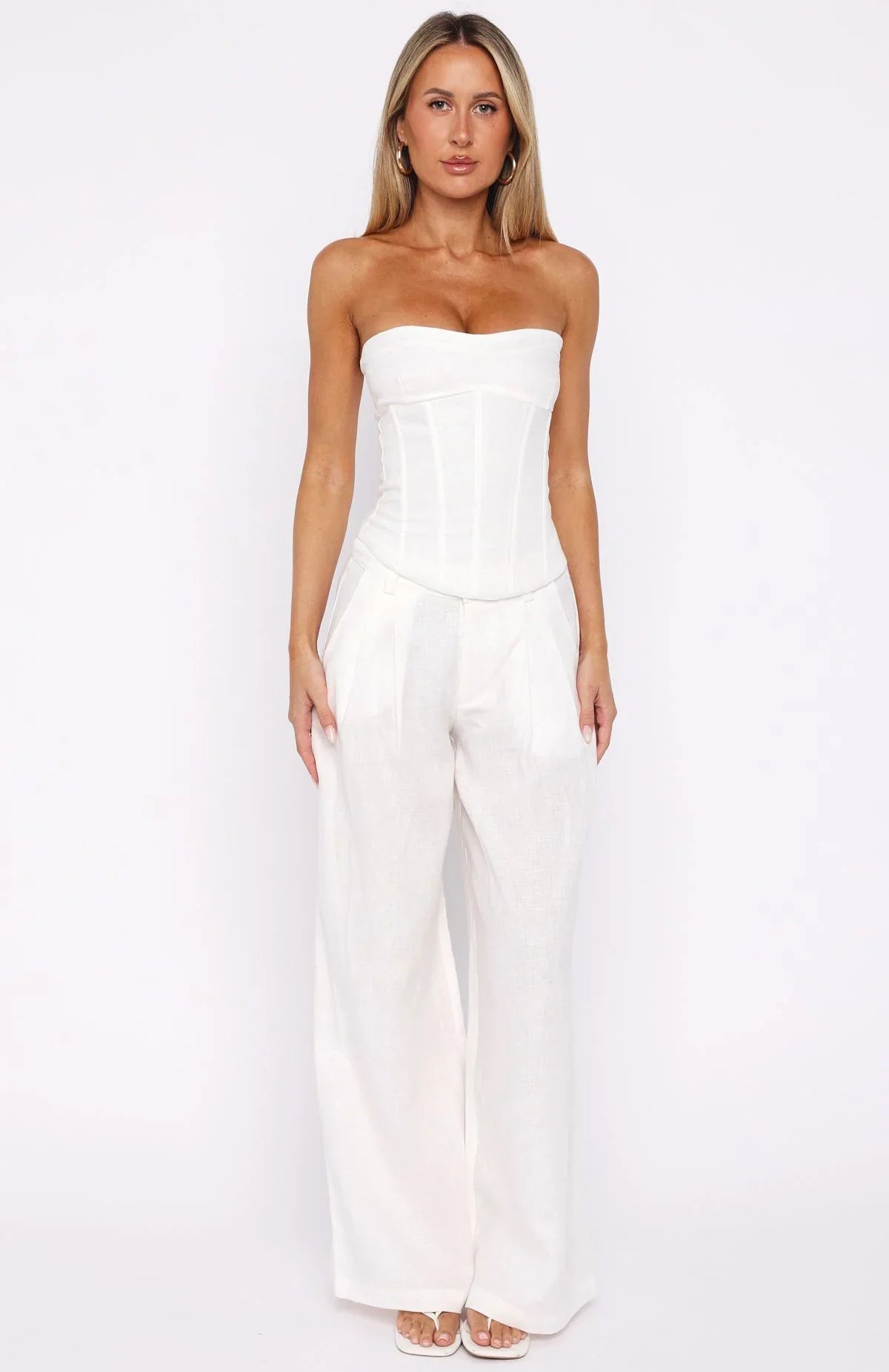 Downtown Pulse Strapless Bustier White