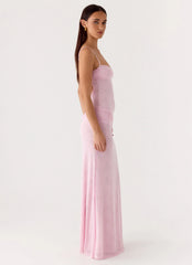 Natty Lace Mesh Maxi Dress - Petal Pink