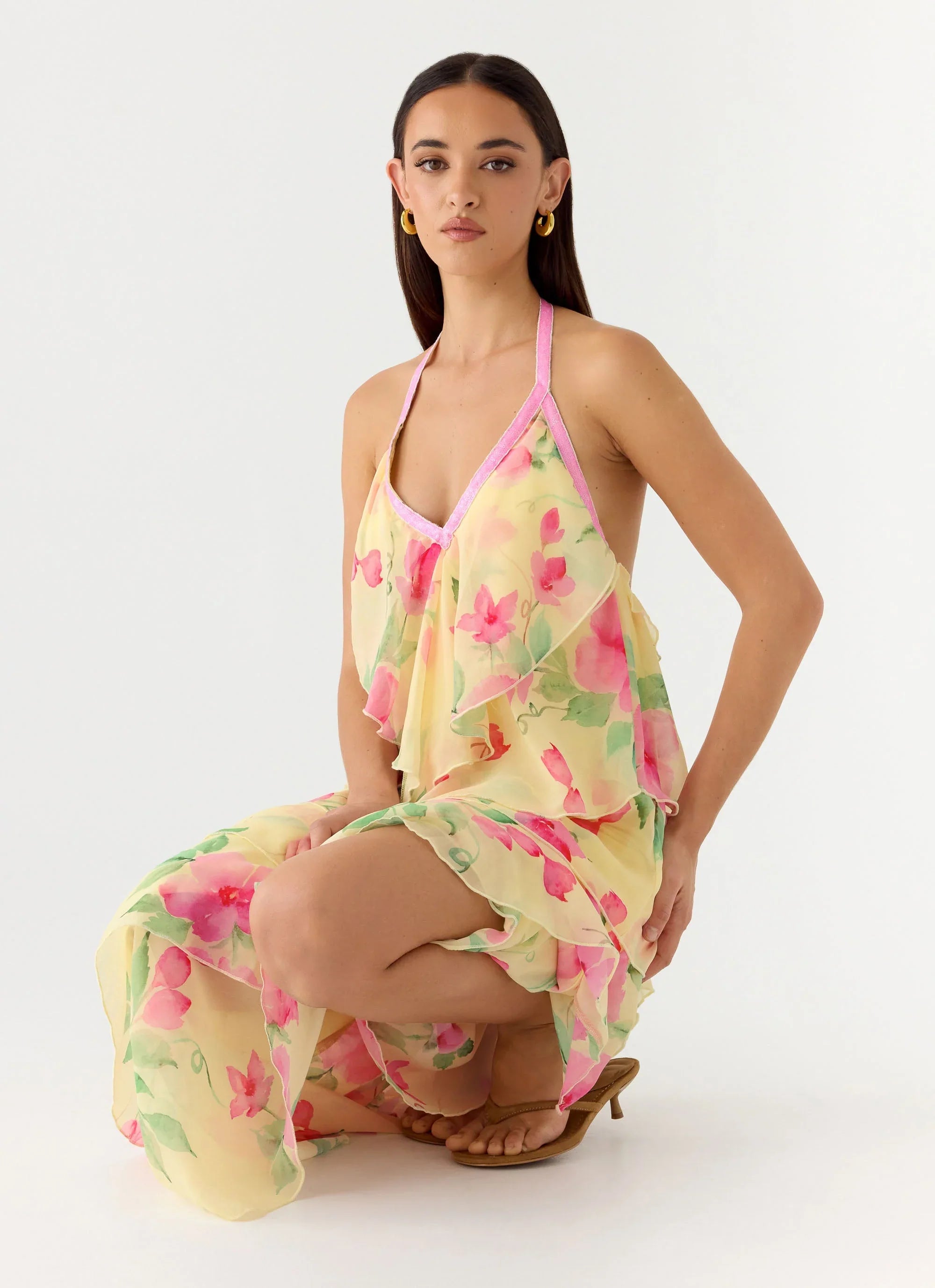 Strawberry Mimosa Maxi Dress - Lemon Soleil