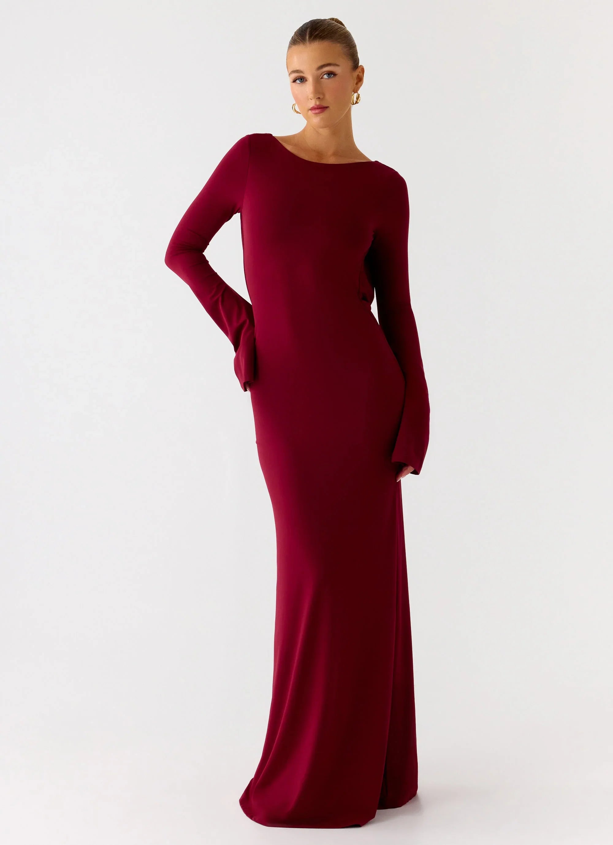 Elmont Long Sleeve Maxi Dress - Dark Cherry