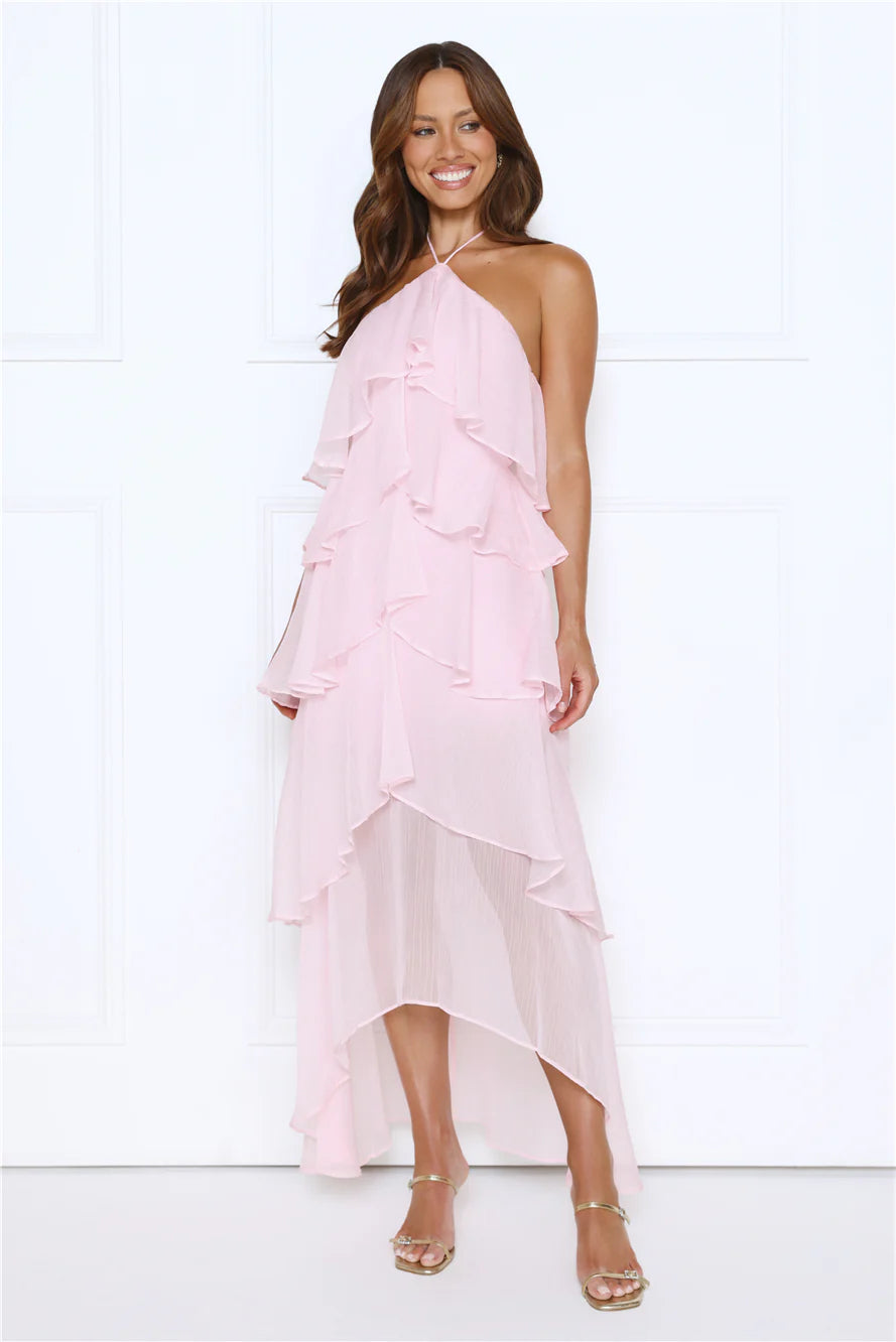 Dreamlight Affair Halter Maxi Dress Pink