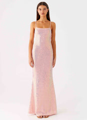 Attitude Knit Sequin Maxi Dress - Iridescent Pink