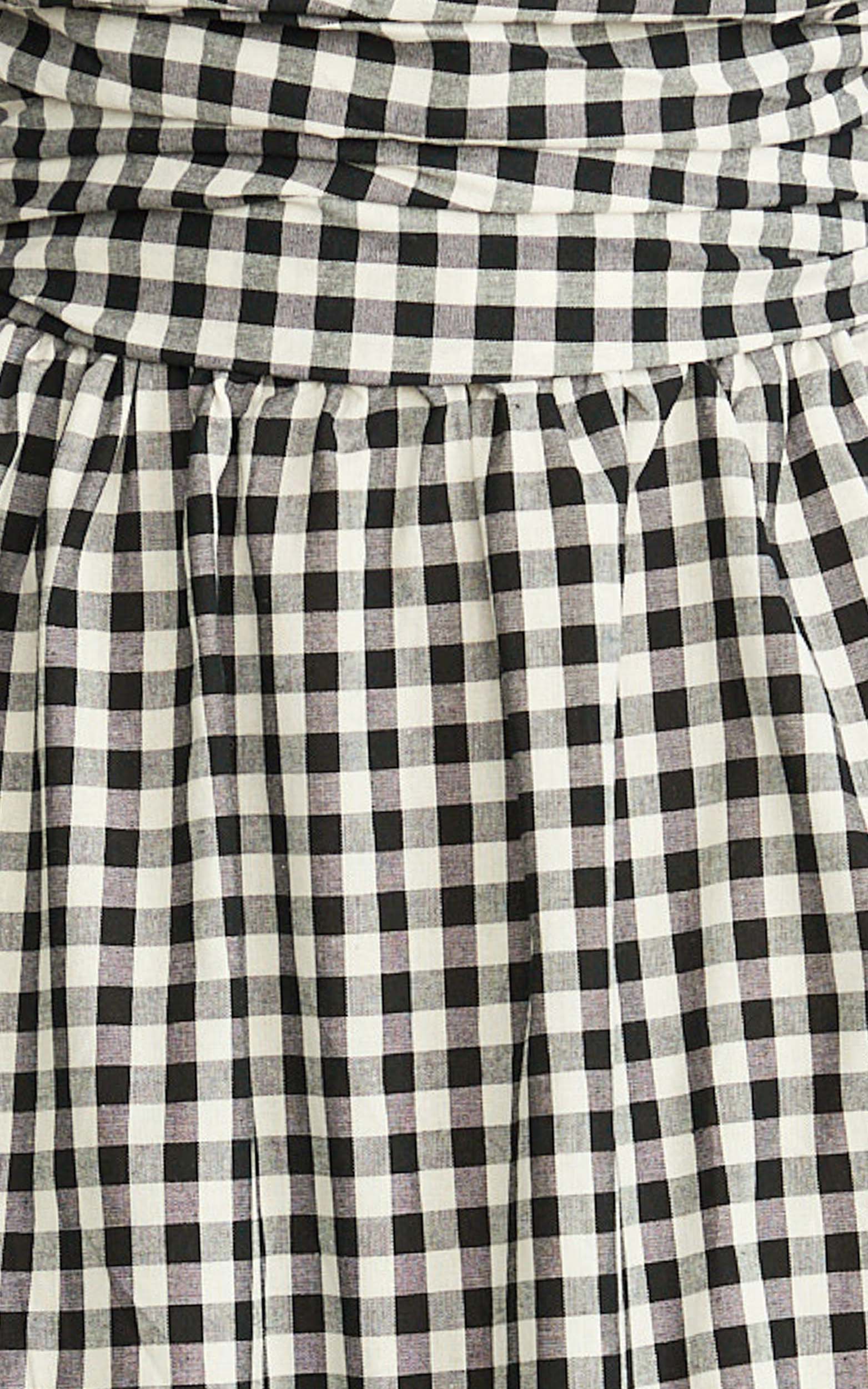 Polly Midi Dress - Strapless Ruched Dress in Black Check