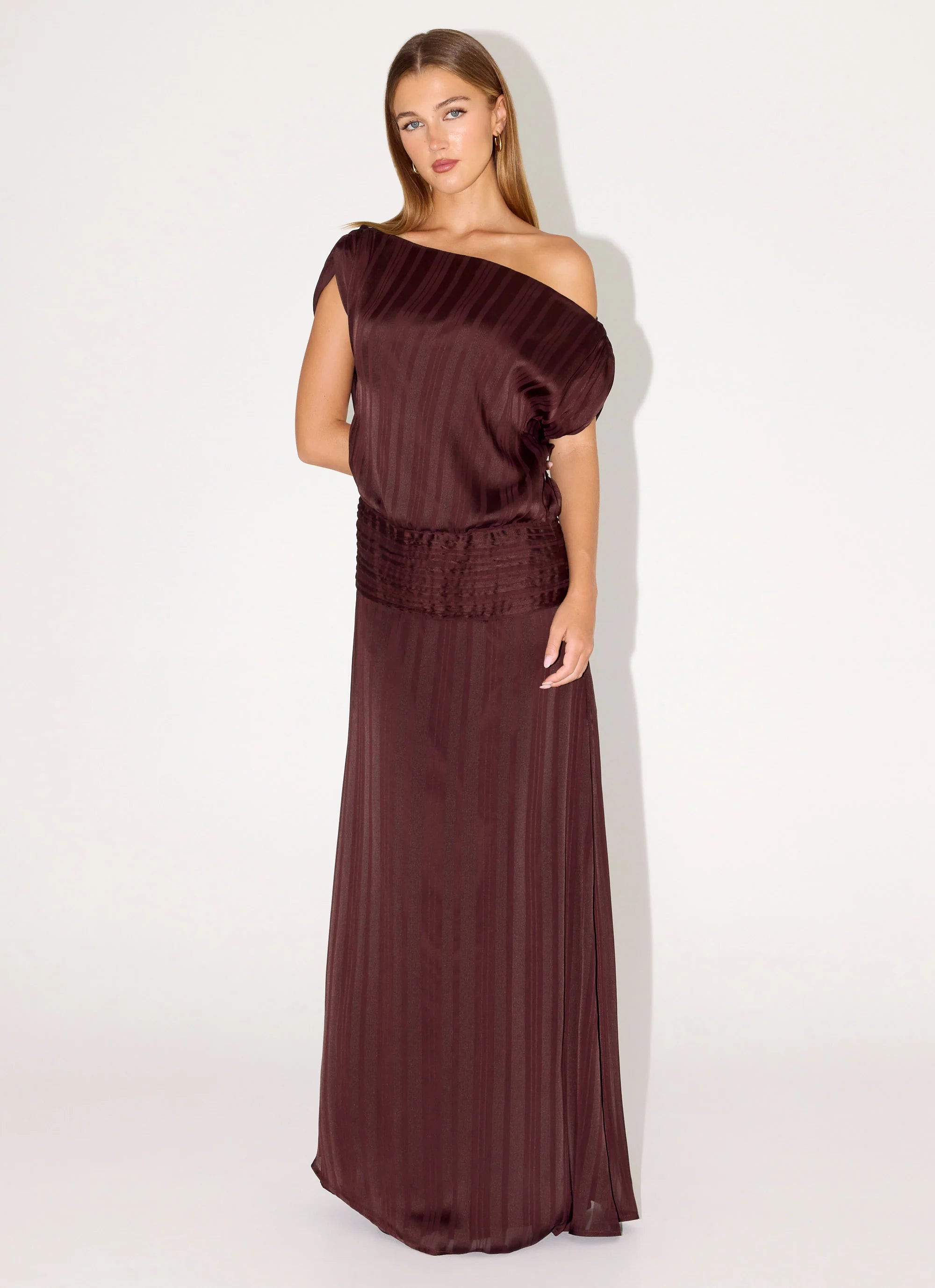 Rexi One Shoulder Maxi Dress - Aubergine Gleam