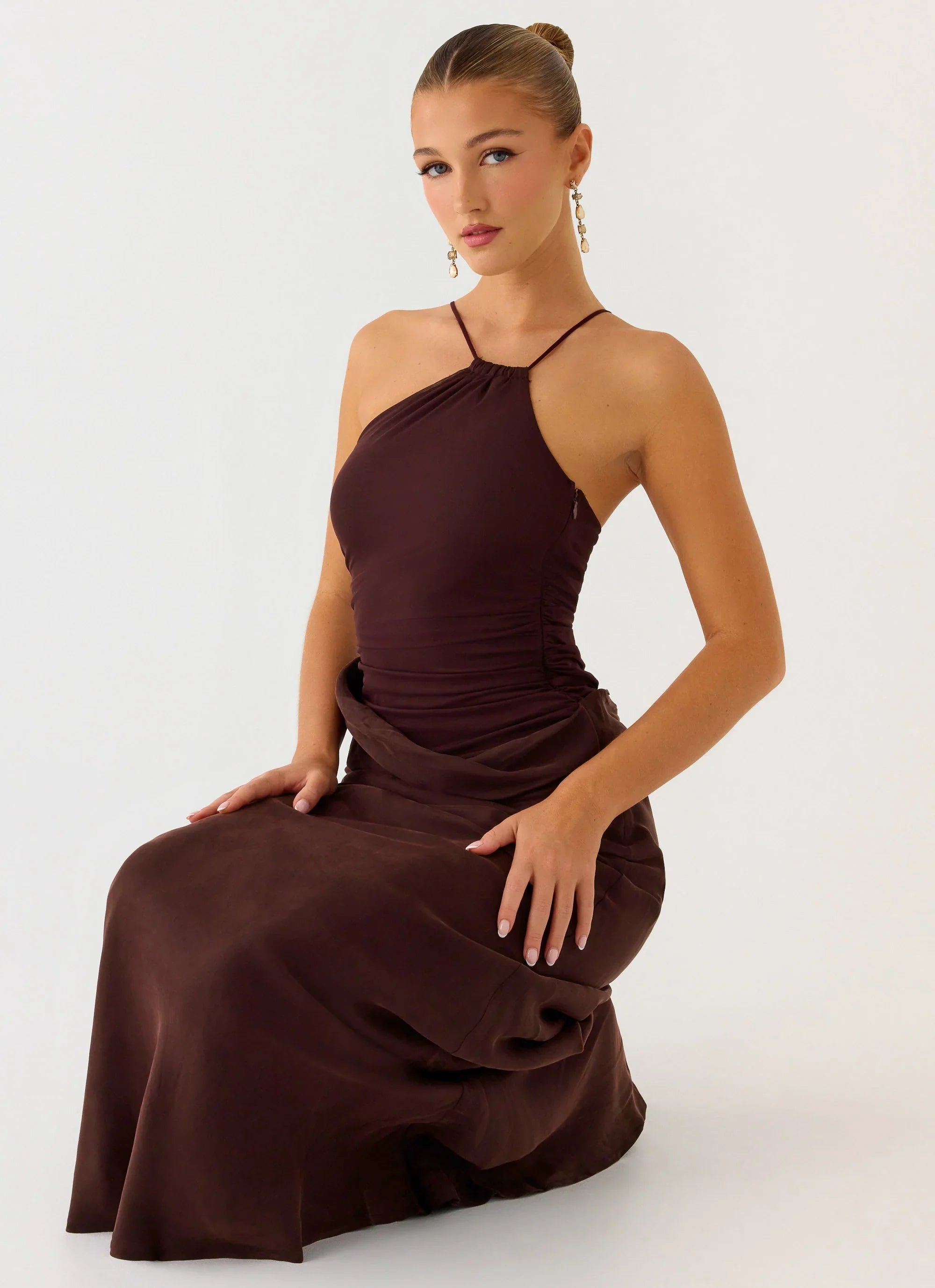 Pristin Cupro Maxi Dress - Cool Chocolate