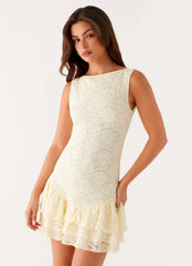 Manuka Ruffle Mini Dress - Yellow