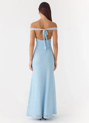 Like Me Now Maxi Dress - Blue Mocha Dot