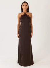 Samaria Halter Maxi Dress - Chocolate