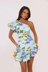 Secret Meadow One Shoulder Mini Dress Print