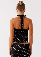Breanne Top - Black Polka Dot