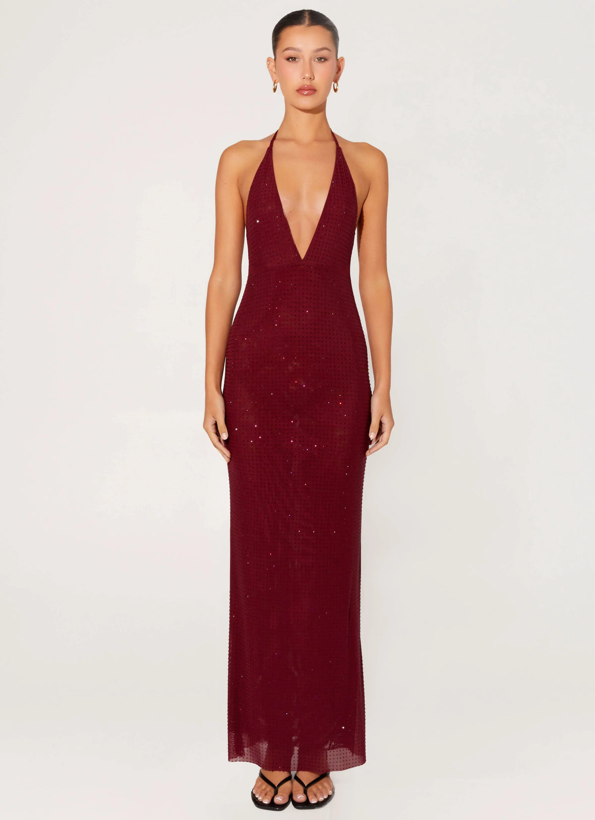 Keliese Beaded Maxi Dress - Burgundy