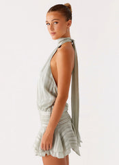 Willow Chiffon Mini Dress - Green