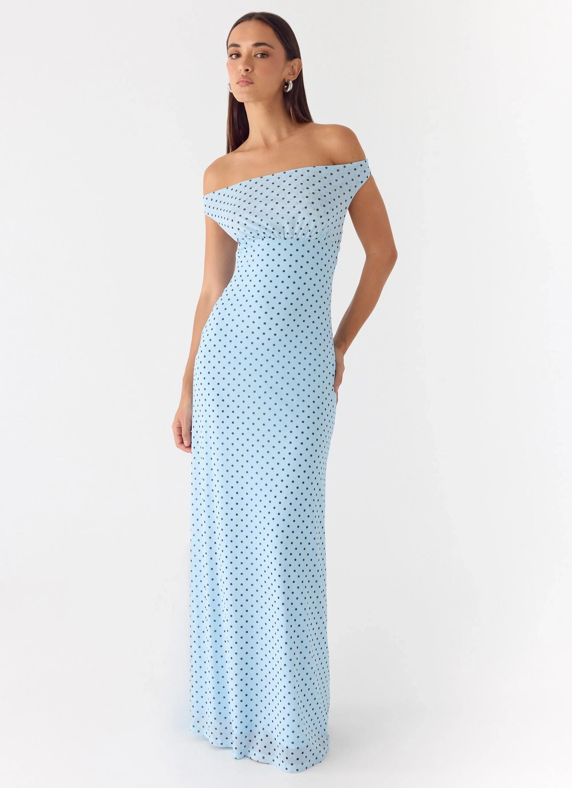 Like Me Now Maxi Dress - Blue Mocha Dot