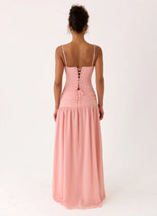 Clemence Bustier Maxi Dress - Coral