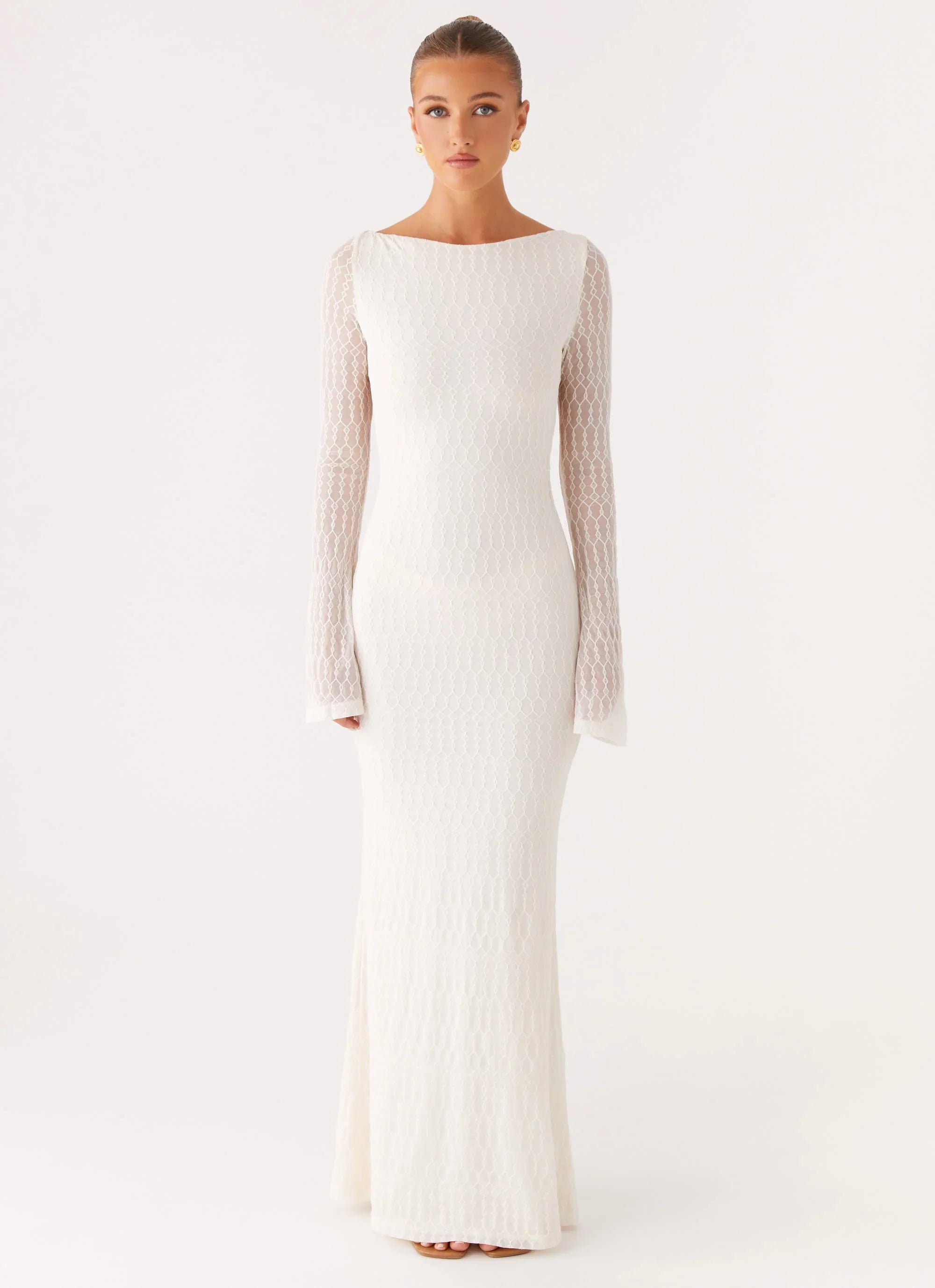 Ethereal Long Sleeve Maxi Dress - Ivory