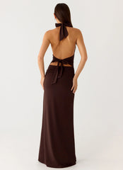 Ilaria Halter Maxi Dress - Chocolate