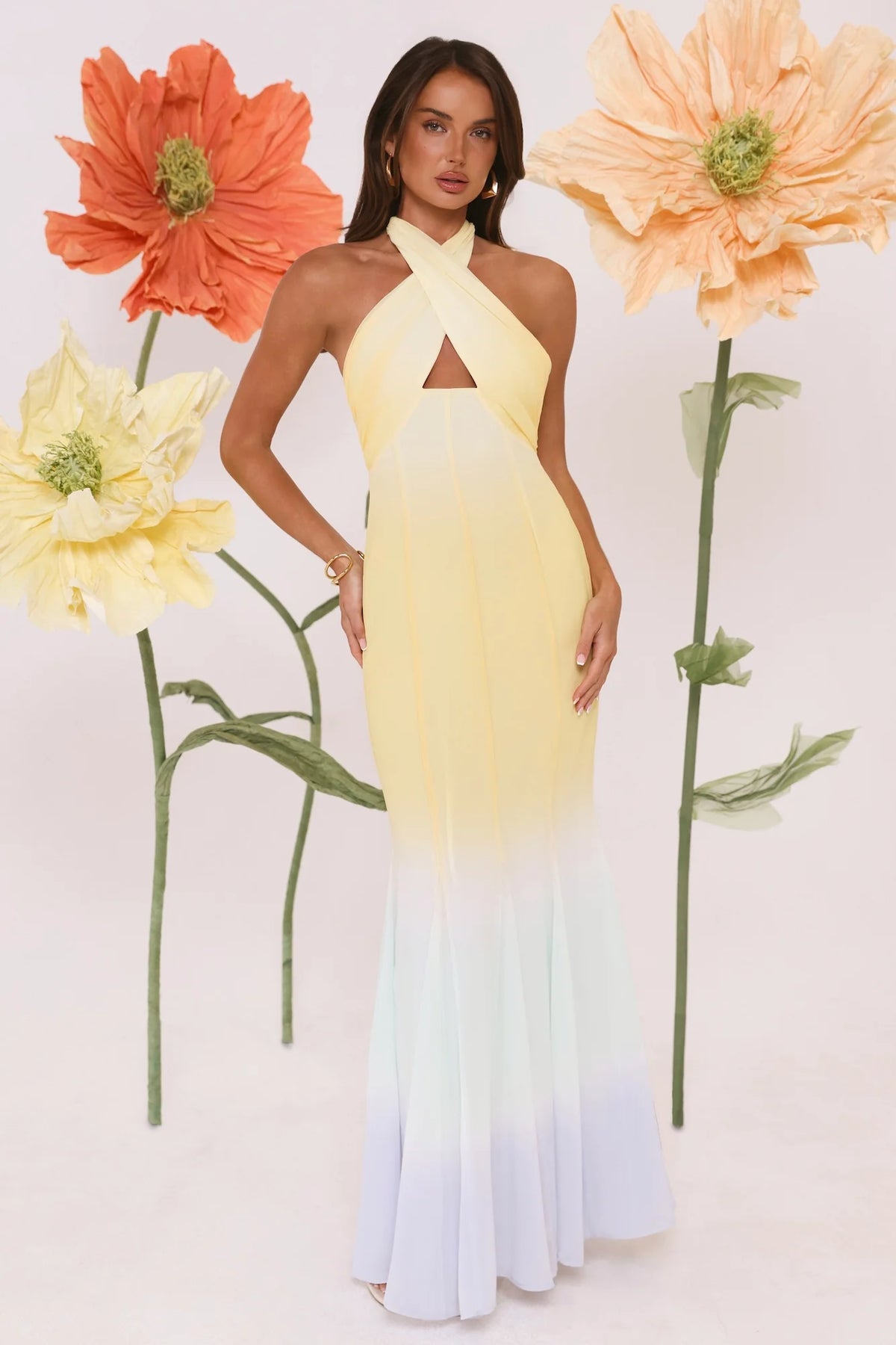 Sundown Dreams Halter Maxi Dress Yellow