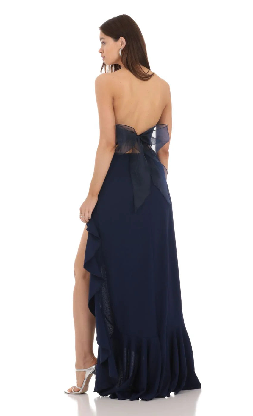 Strapless Back Bow Corset Maxi Dress