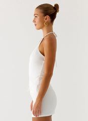 Undo Halter Mini Dress - White