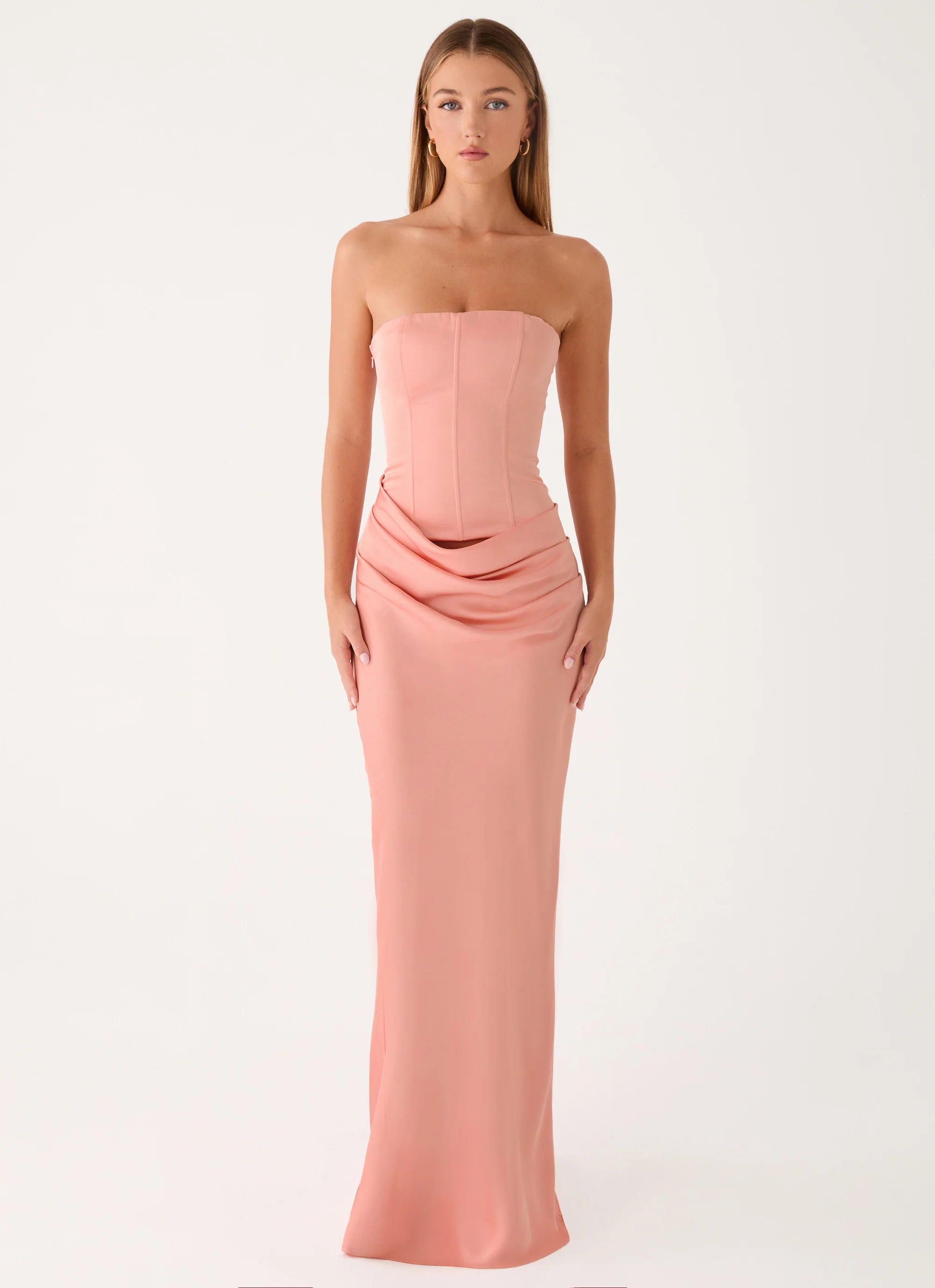 Adara Corset Maxi Dress - Peach
