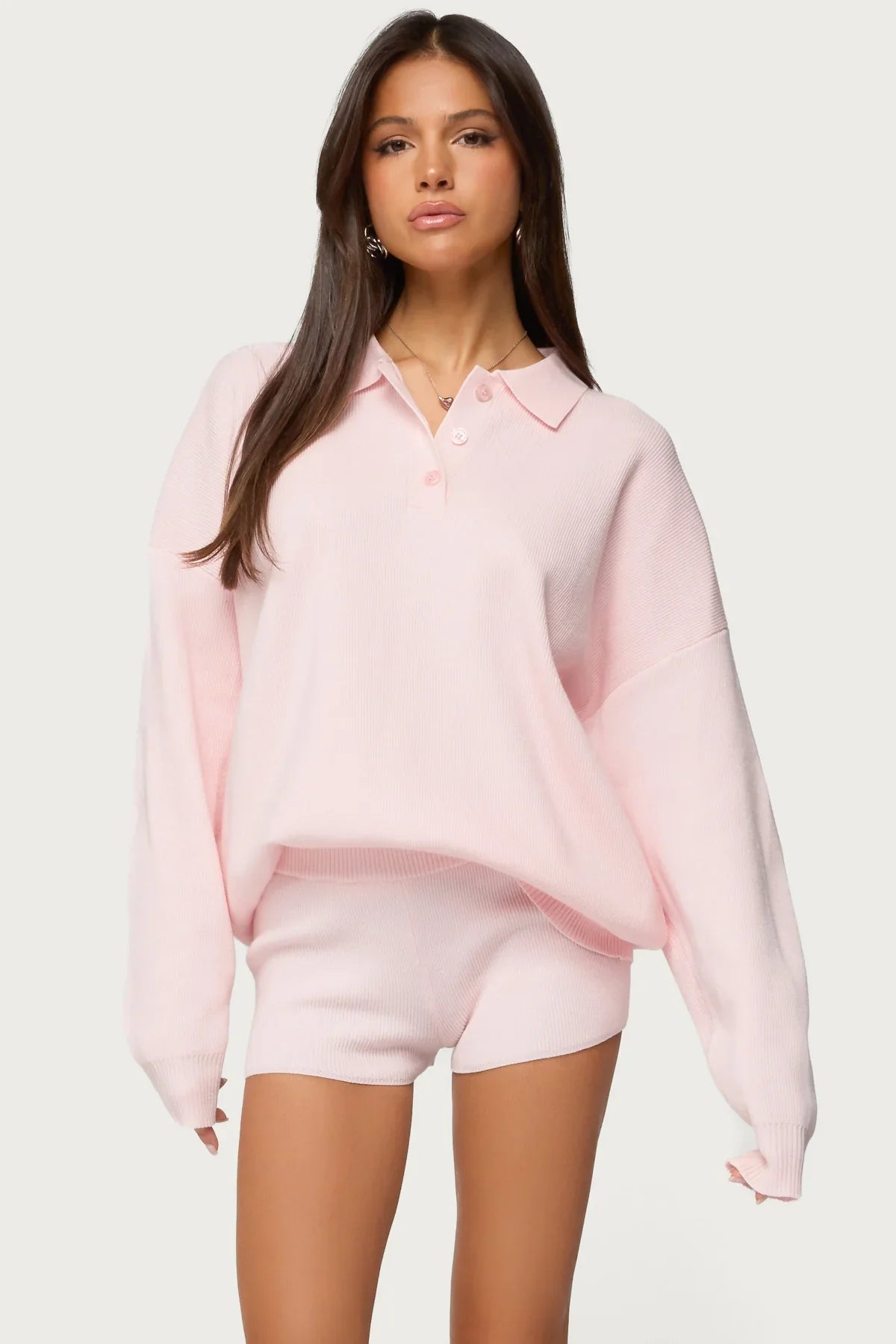 Lorie Oversized Knit Polo Sweater