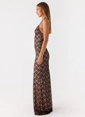 Zecca Lace Maxi Dress - Chocolate