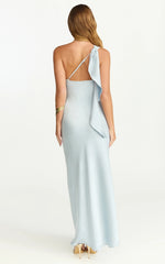 Calix Midi Dress - One Shoulder Slip Dress in Pale Blue