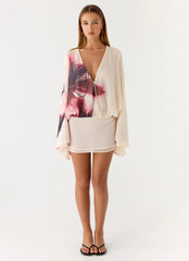 Junia Long Sleeve Mini Dress - Velvet Bloom