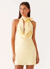 Cory Cowl Scarf Mini Dress - Sunny Yellow