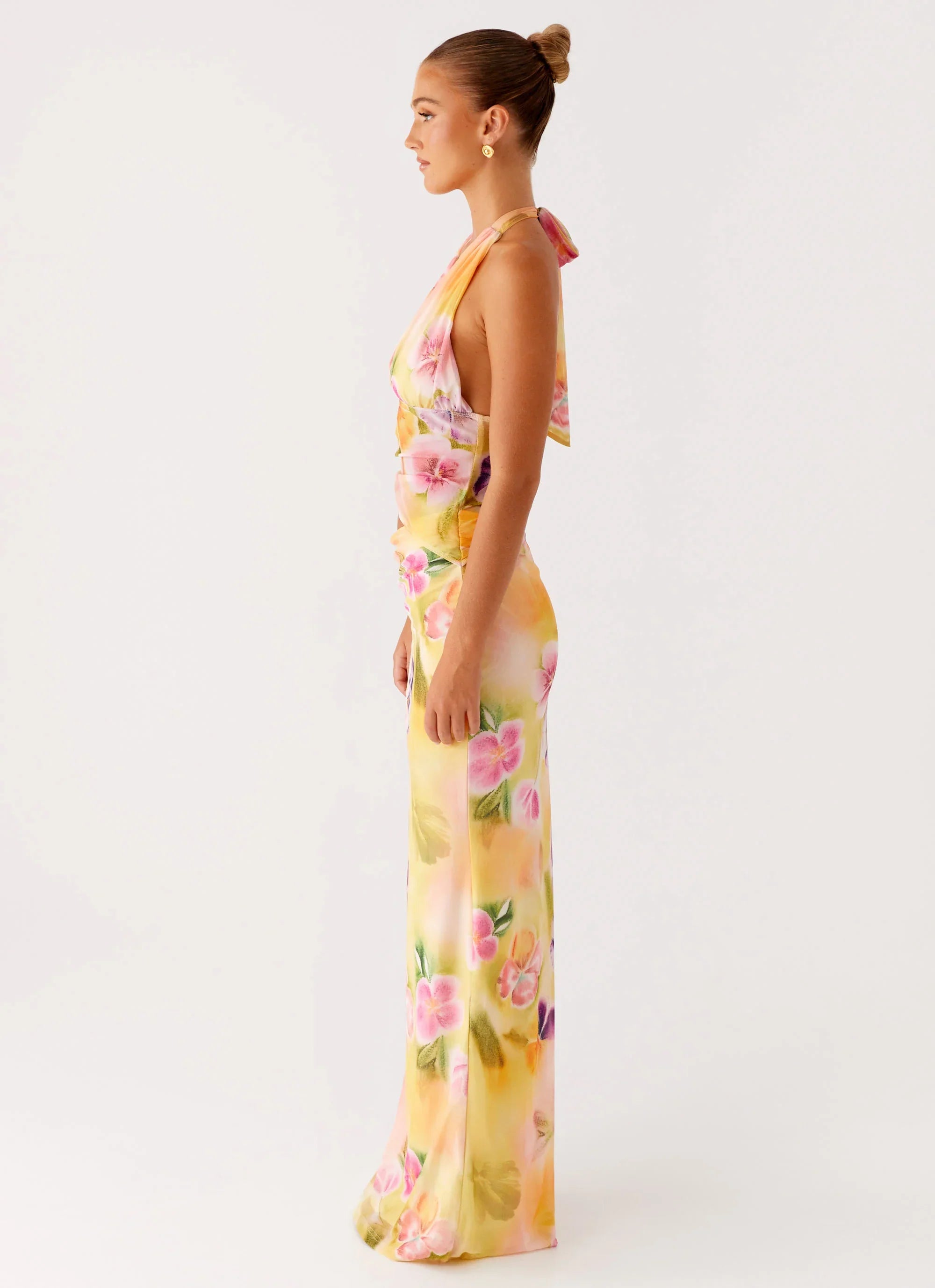 Main Act Halter Maxi Dress - Sunburst Floral