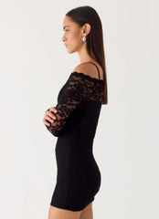 Just This Once Lace Mini Dress - Black