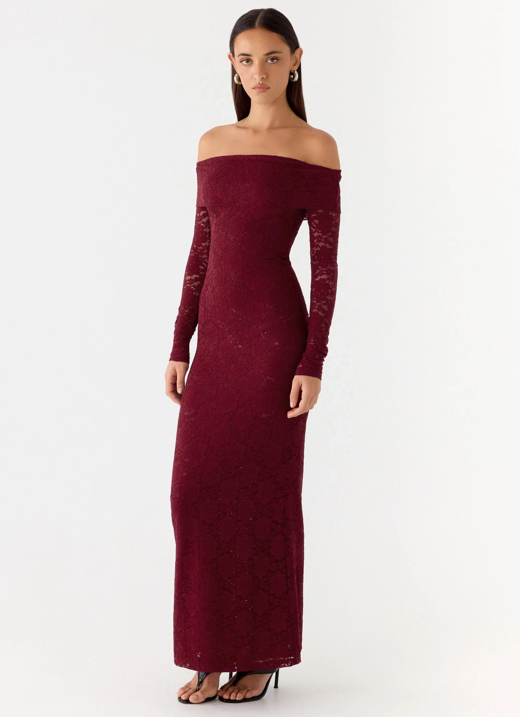 Yours Always Lace Maxi Dress - Merlot