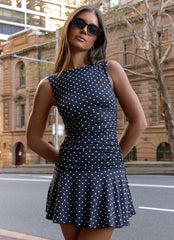 Kelda Mini Dress - Black Polkadot