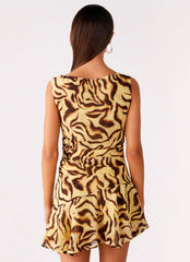 Maris Asymmetrical Mini Dress - Laguna Print
