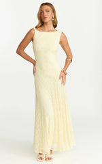 Madeleine Maxi Dress - Hight Neck A Line Dress in Lemon