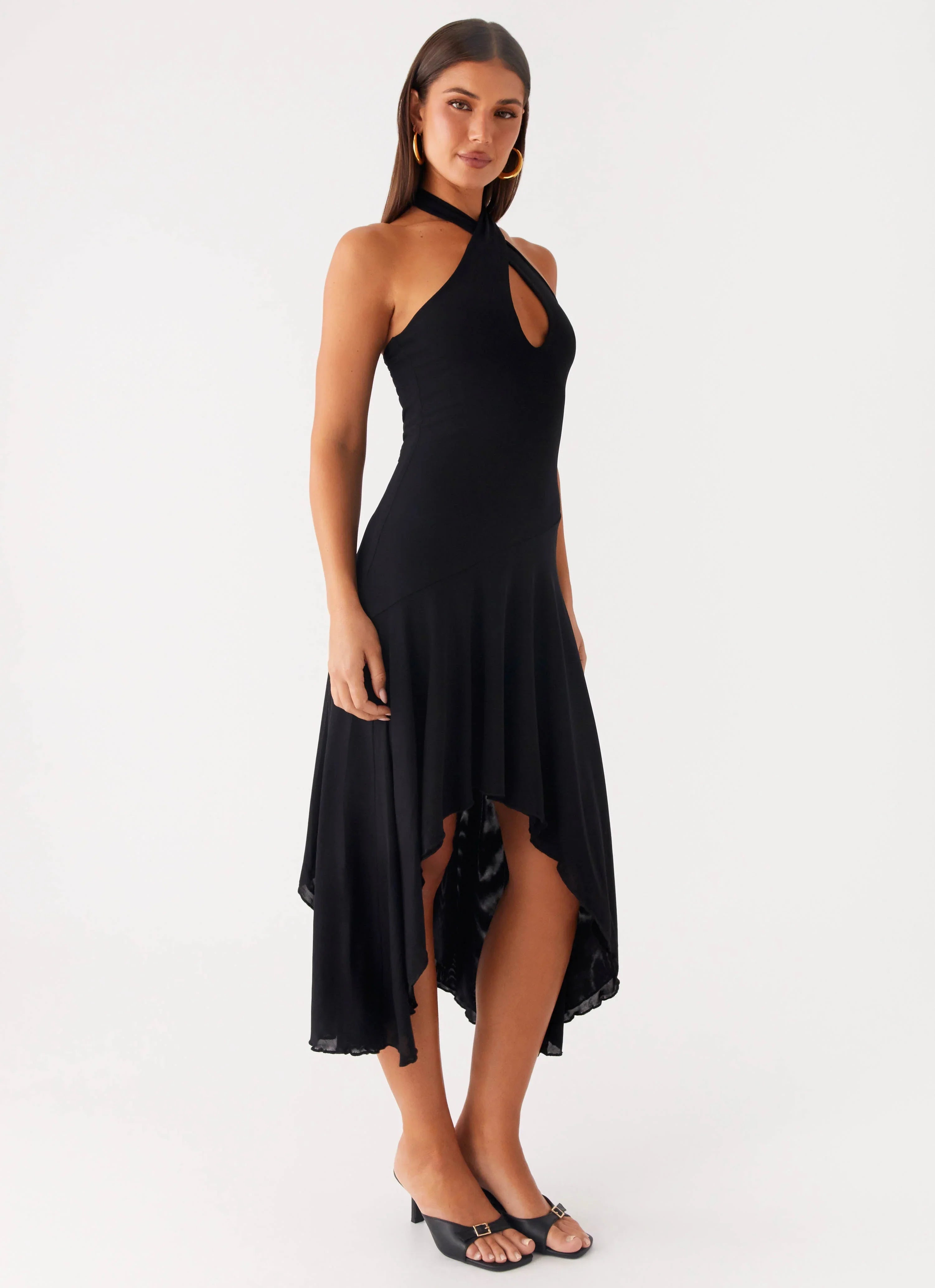 Velvet Sky Midi Dress - Black