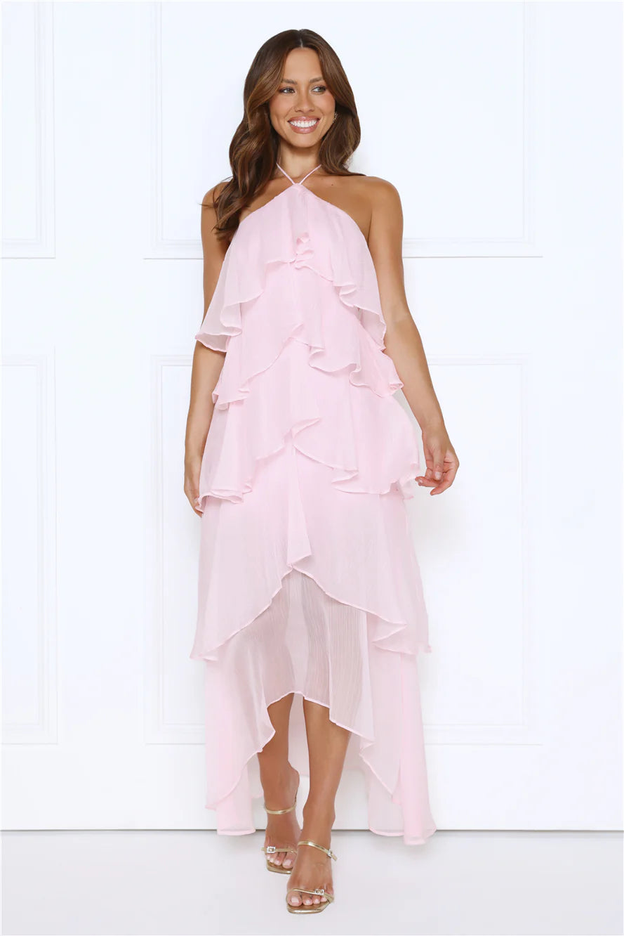 Dreamlight Affair Halter Maxi Dress Pink