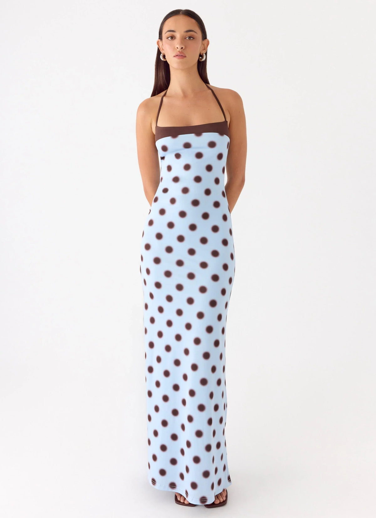 Alessandro Halter Maxi Dress - Blue Mocha Dot