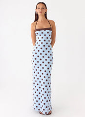 Alessandro Halter Maxi Dress - Blue Mocha Dot