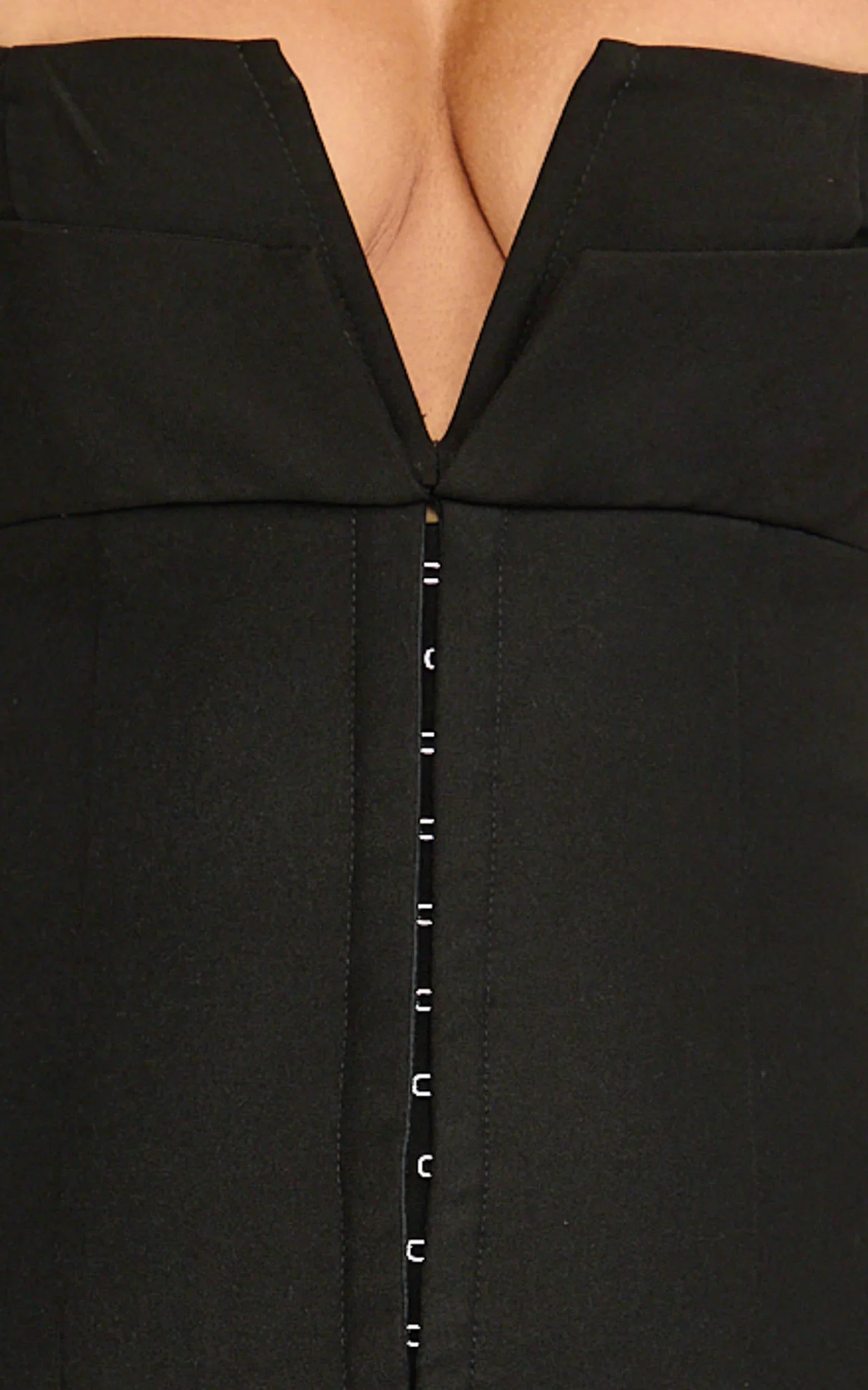 Odette Mini Dress - Plunge V Neck A Line Dress in Black