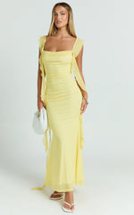Rosha Maxi Dress - Ruffle Strap Dress in Butter