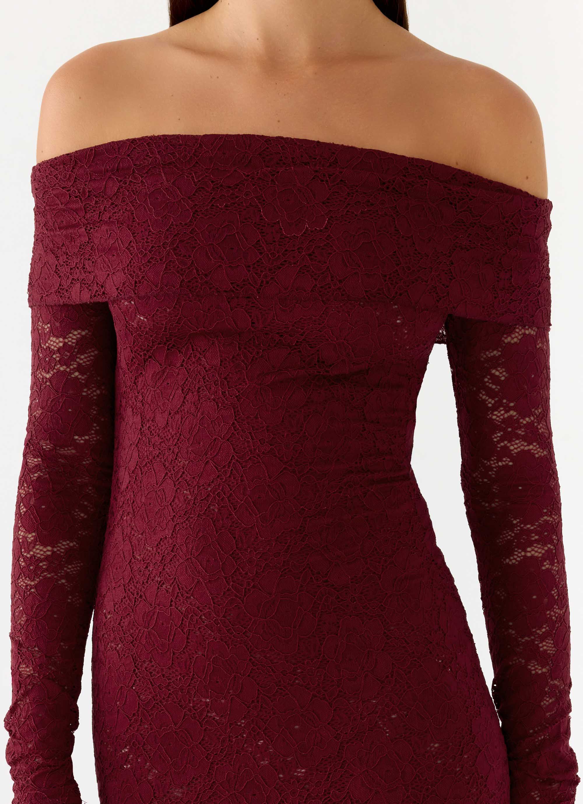 Yours Always Lace Maxi Dress - Merlot