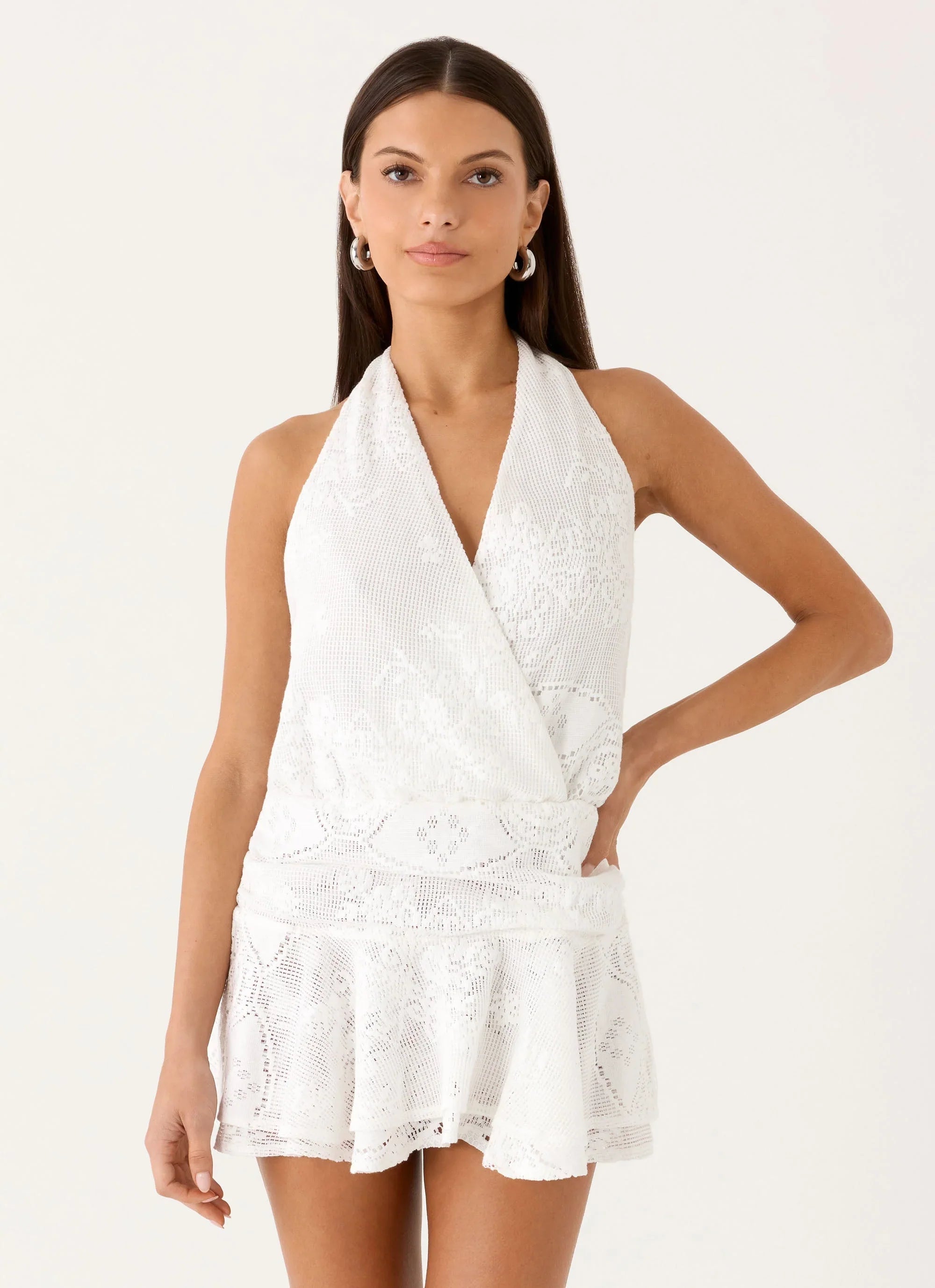Jovanna Lace Mini Dress - White