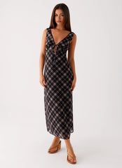 Gianna Midi Dress - Taupe Check