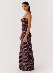 Vamonos Maxi Dress - Chocolate Blue Dot
