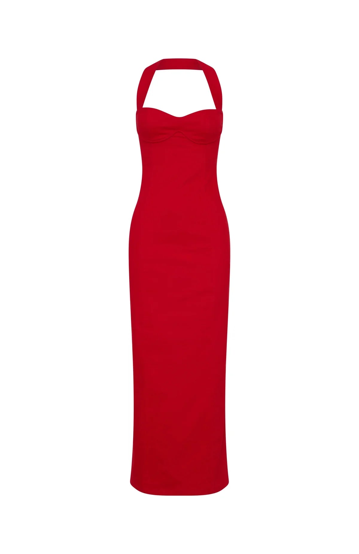 Champagne High Halter Maxi Dress Red